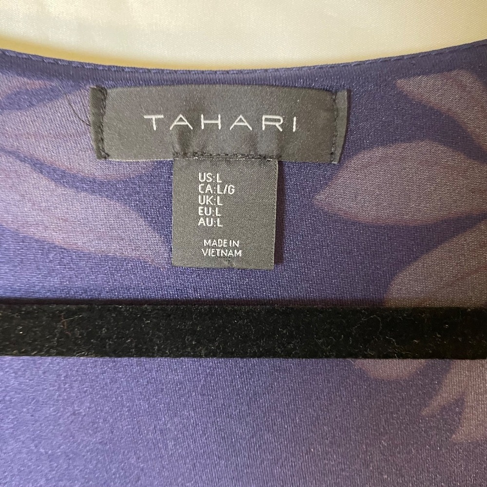 Tahari Women's Dress Large Short Sleeve V-Neck Floral Party Wrap Knee Length - Picture 3 of 8